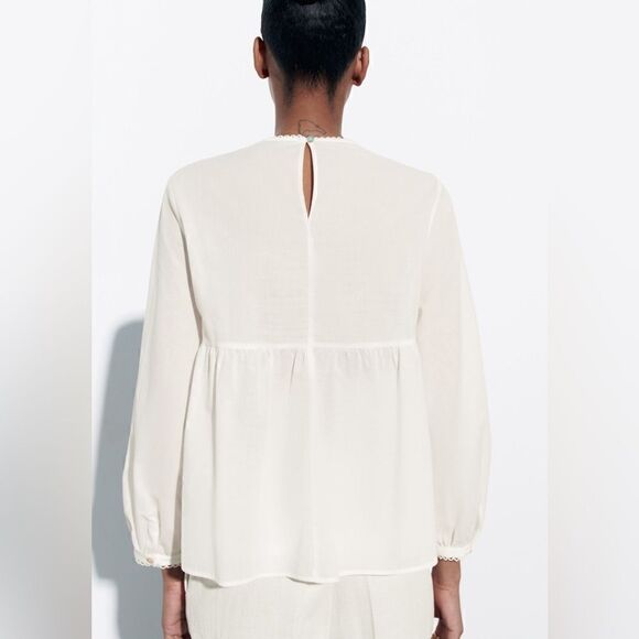 ZARA CUTOUT WHITE BLOUSE - Picture 10 of 13